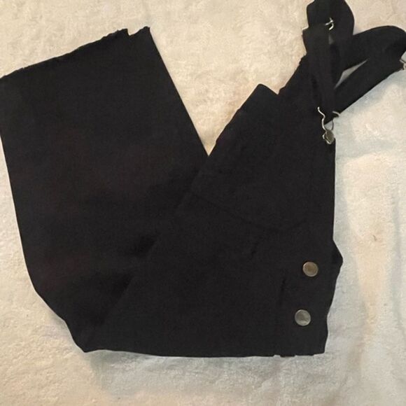 Small Joy Land black 4-pocket double front pocket overalls jumpsuit shorteralls - Picture 3 of 15